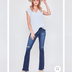 YMI High Rise Flare Jeans With Frayed Hem 13/31